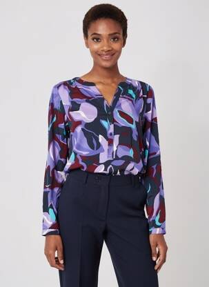 Blouse tissage popeline manches longues violet STREET ONE femme