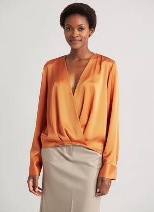 Blouse poignets boutonnés avec fente manches longues orange KOCCA femme