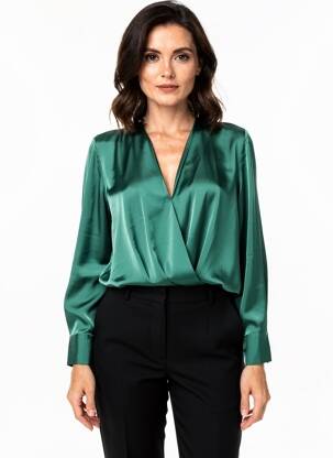 Blouse poignets boutonnés avec fente manches longues vert KOCCA femme