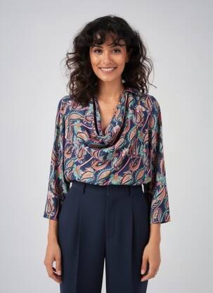 Top imprimé fantaisie manches 3/4 bleu LOLA ESPELETA femme