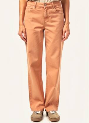 Pantalon droit fermeture zippée sous rabat boutonné orange LOLA ESPELETA femme