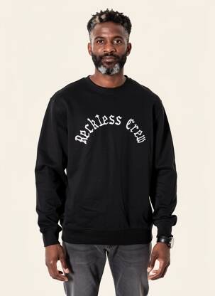 Sweat-shirt broderie manches longues noir DAYTONA homme