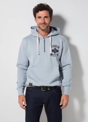 Sweat-shirt à capuche broderie manches longues bleu DAYTONA homme