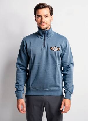 Sweat-shirt stretch manches longues bleu DAYTONA homme