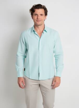 Chemise manches longues coupe droite bleu clair DAYTONA homme