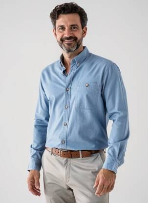 Chemise manches longues coupe cintrée bleu DAYTONA homme