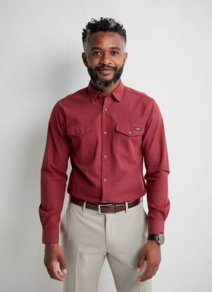 Chemise manches longues poches rouge DAYTONA homme