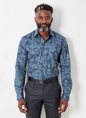 Chemise manches longues imprimé fantaisie bleu DAYTONA homme