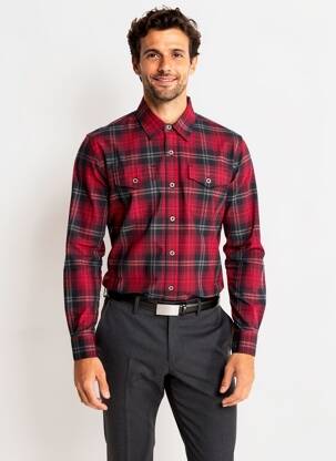 Chemise manches longues coupe droite rouge DAYTONA homme