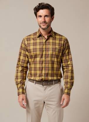 Chemise manches longues coupe droite jaune DAYTONA homme
