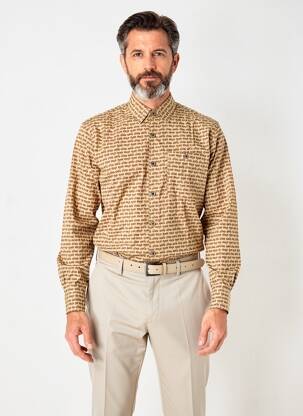 Chemise manches longues imprimé fantaisie beige DAYTONA homme