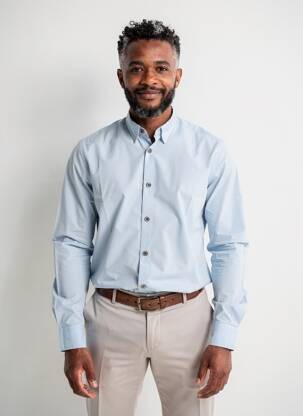 Chemise manches longues coupe cintrée bleu DAYTONA homme