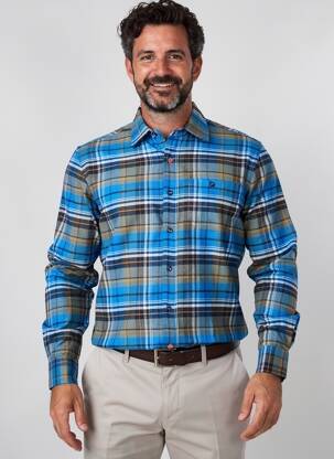 Chemise manches longues coupe droite bleu DAYTONA homme