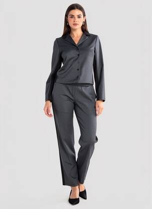 Combi-pantalon fermeture boutonnée sur le devant manches longues gris HBT femme