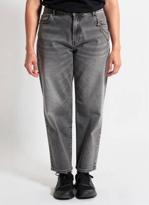 Jeans coupe droite stretch taille normale gris MAT. femme