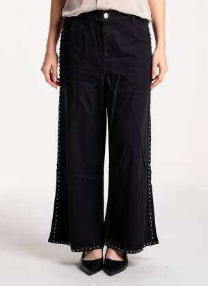 Jeans coupe large stretch taille normale noir MAT. femme
