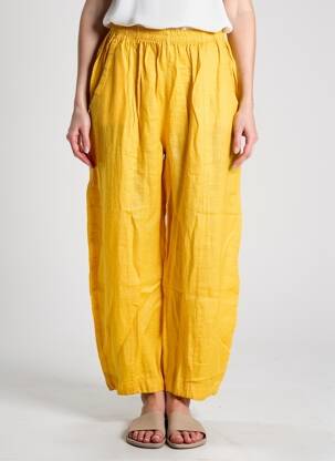 Pantalon droit tissage crêpe taille haute jaune OLIVER JUNG femme