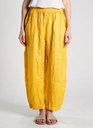 Pantalon droit tissage crêpe taille haute jaune OLIVER JUNG femme