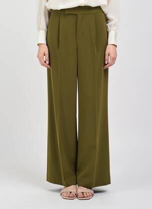 Pantalon droit tissage popeline taille normale vert ESQUALO femme