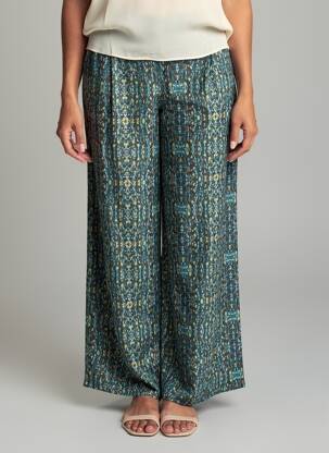 Pantalon large tissage popeline taille normale vert ZILCH femme