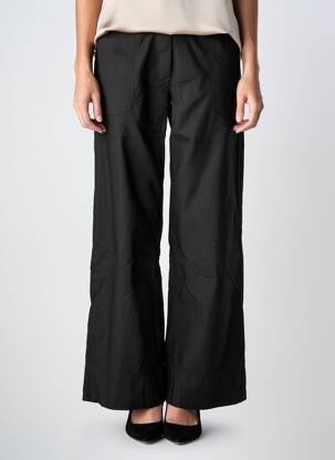 Pantalon droit tissage popeline taille normale noir YELLOW LABEL femme
