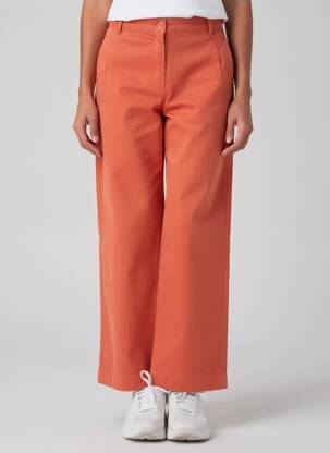 Pantalon droit tissage popeline taille normale orange YELLOW LABEL femme