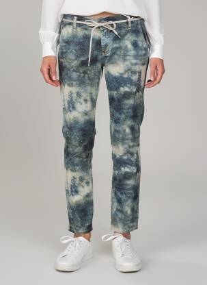 Pantalon 7/8 stretch taille normale vert PLEASE femme