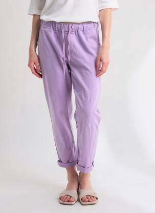 Pantalon 7/8 stretch taille normale violet MADE IN ITALY femme