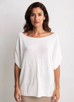 Pull coupe droite manches longues blanc MAT. femme
