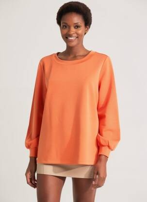 Sweat-shirt stretch manches longues orange ESQUALO femme