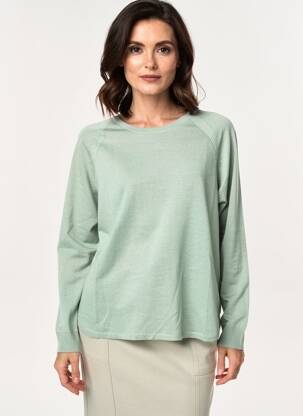 Pull tissage chiné manches longues vert NICE THINGS femme
