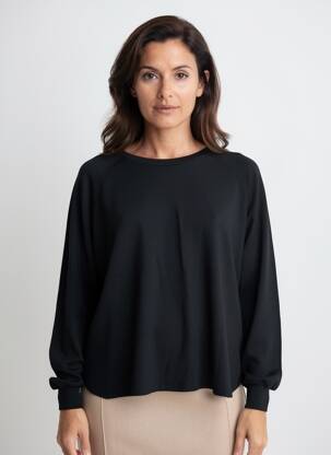 Pull tissage chiné manches longues noir NICE THINGS femme