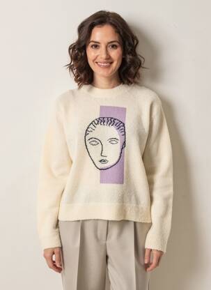 Pull stretch manches longues beige NICE THINGS femme
