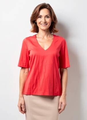 T-shirt stretch manches courtes rouge YEST femme