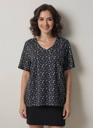 T-shirt stretch manches courtes noir SOPHIA femme