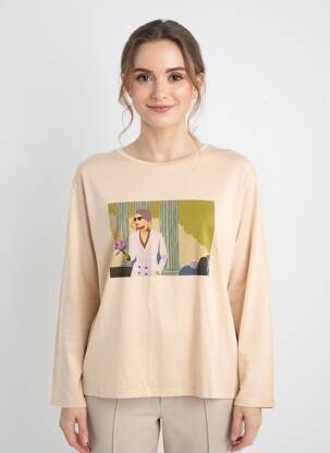 T-shirt manches longues manches longues beige NICE THINGS femme