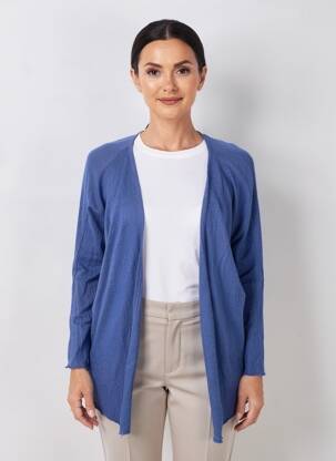 Gilet manches longues col châle bleu POU NOU femme