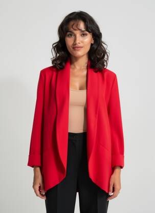 Blazer col châle rouge TRAFFIC PEOPLE femme