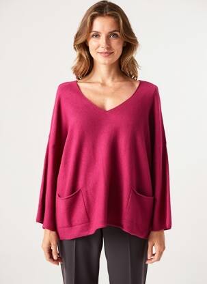 Pull tunique stretch manches longues rose APRIL VINTAGE femme