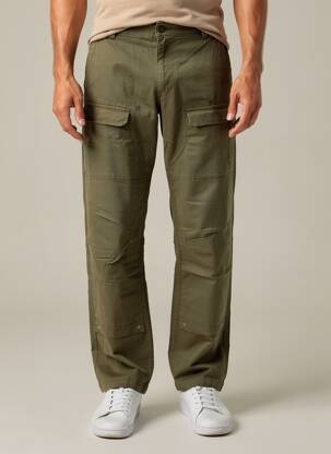 Pantalon cargo tissage popeline taille normale vert DAYTONA homme
