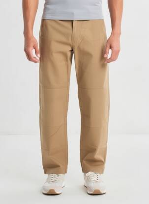 Pantalon droit tissage popeline taille normale marron DAYTONA homme