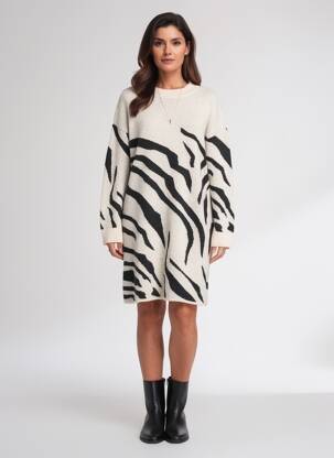Robe pull coupe cintrée manches longues beige LOLA ESPELETA femme