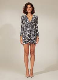 Robe courte manches longues manches longues noir MORGAN femme