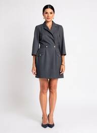 Robe courte manches 3/4 manches 3/4 gris MORGAN femme