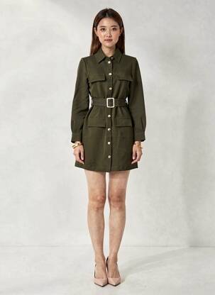 Robe courte manches longues manches longues vert TIFFOSI femme