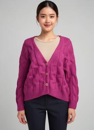 Gilet manches longues resserrée sur le bas violet MOLLY BRACKEN femme