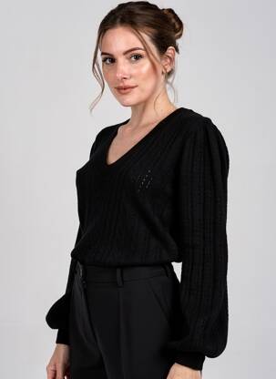 Pull col v manches longues noir LOLA ESPELETA femme