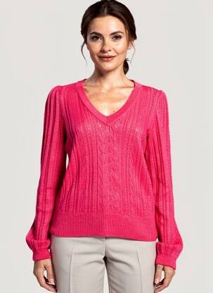 Pull col v manches longues rose LOLA ESPELETA femme