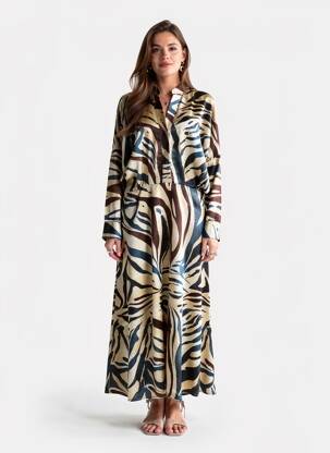 Robe longue manches longues manches longues beige SALSA femme