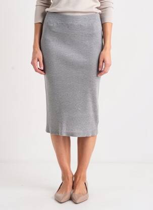 Jupe mi-longue stretch gris B.YOUNG femme